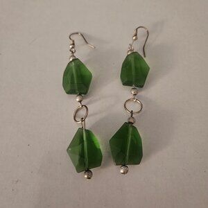 Green Sea Glass Earrings